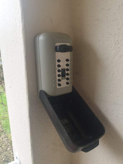 Outside keysafe fitted in the porch area to enable care worker access for this elderly customer.